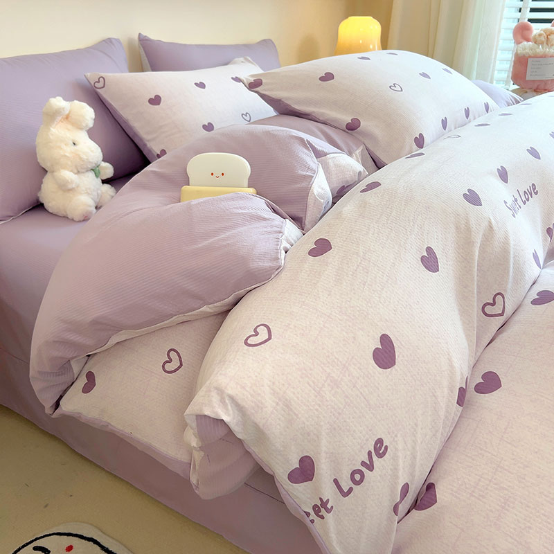 超柔有氧提花泡泡四件套小清新云纱绵床单人被套宿舍床上用品4