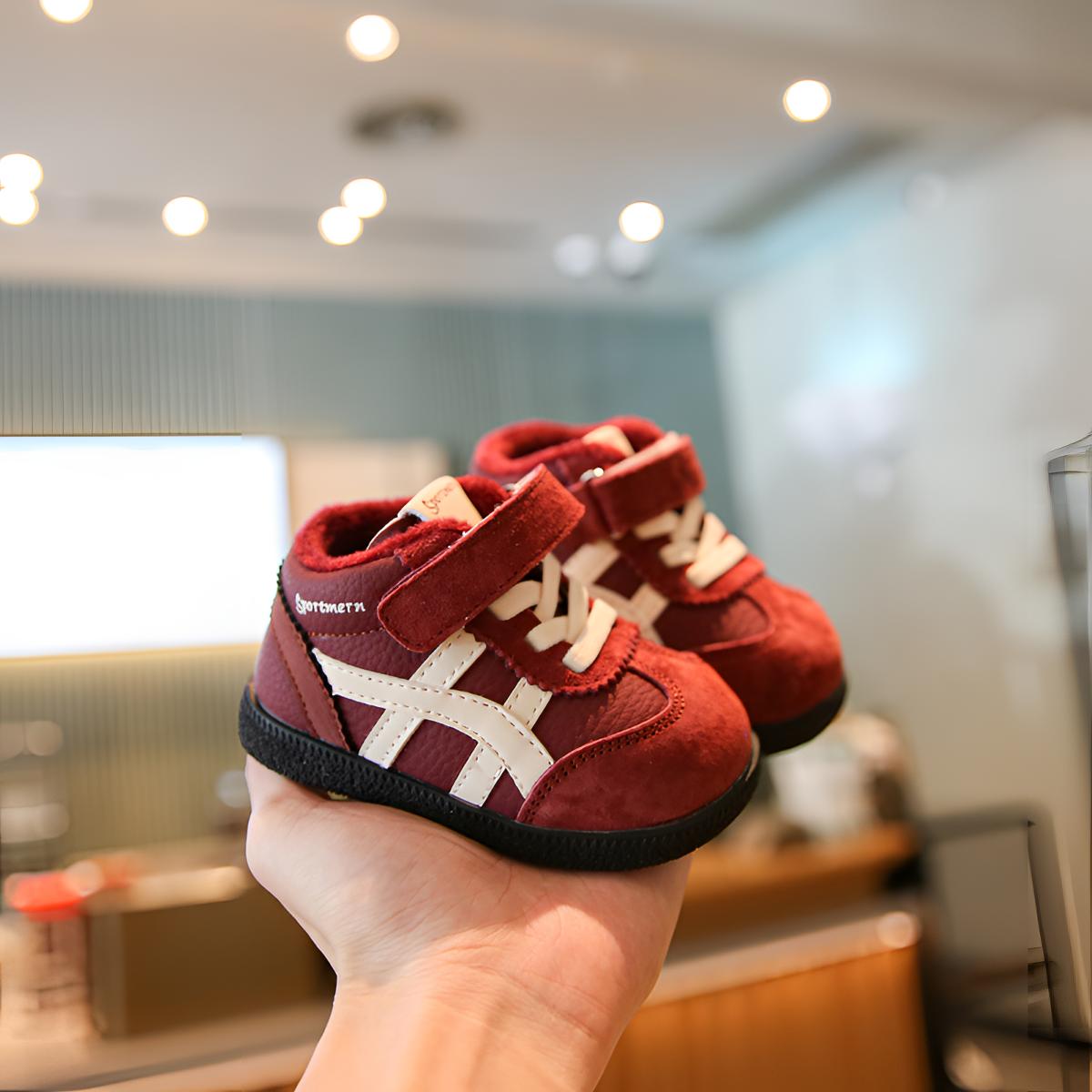 女宝宝鞋子冬季高帮加绒二棉鞋男婴幼儿运动学步鞋女小童保暖棉鞋