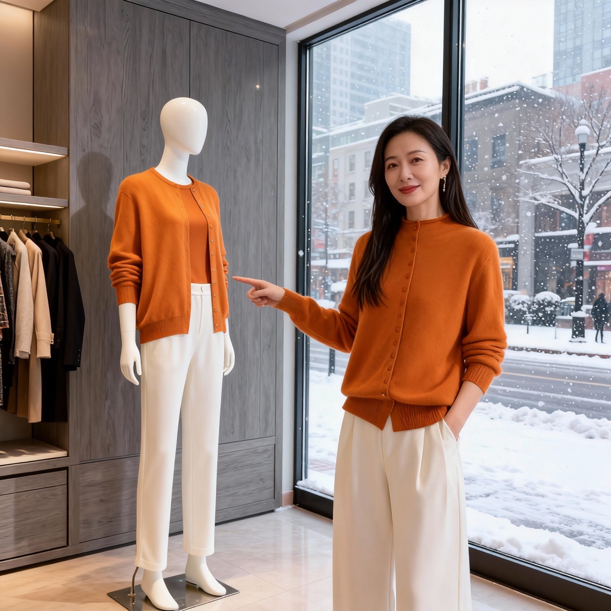 冬季新款重磅加厚保暖圆领100纯羊毛开衫女排扣毛衣针织衫羊毛衫