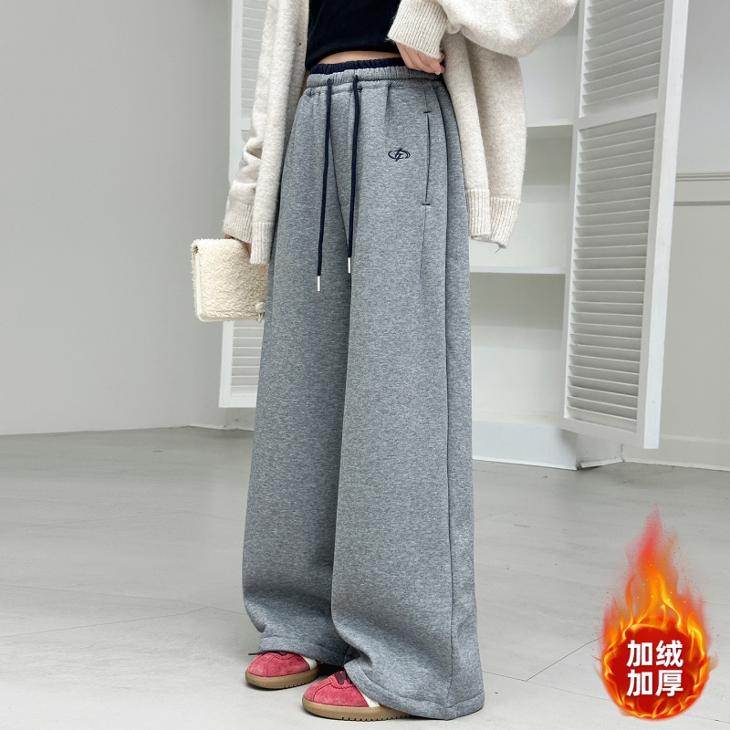 女童加绒裤子秋冬2025新款女大童超好看初中生运动裤冬装儿童卫裤