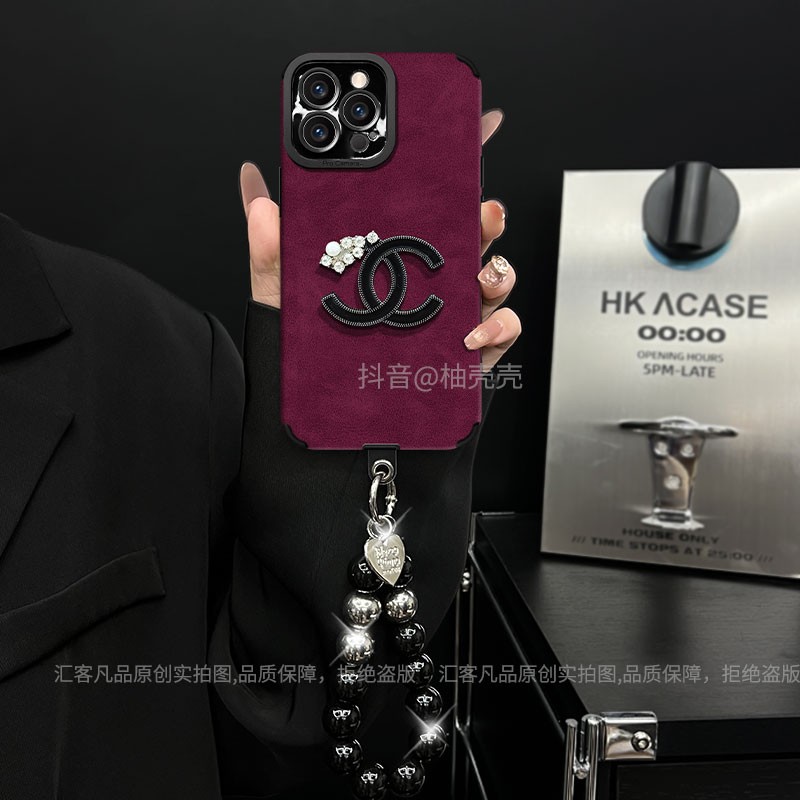 适用【苹果/oppo/华为/vivo/小米】瞳眼酒红潮牌双C轻奢防摔手机壳