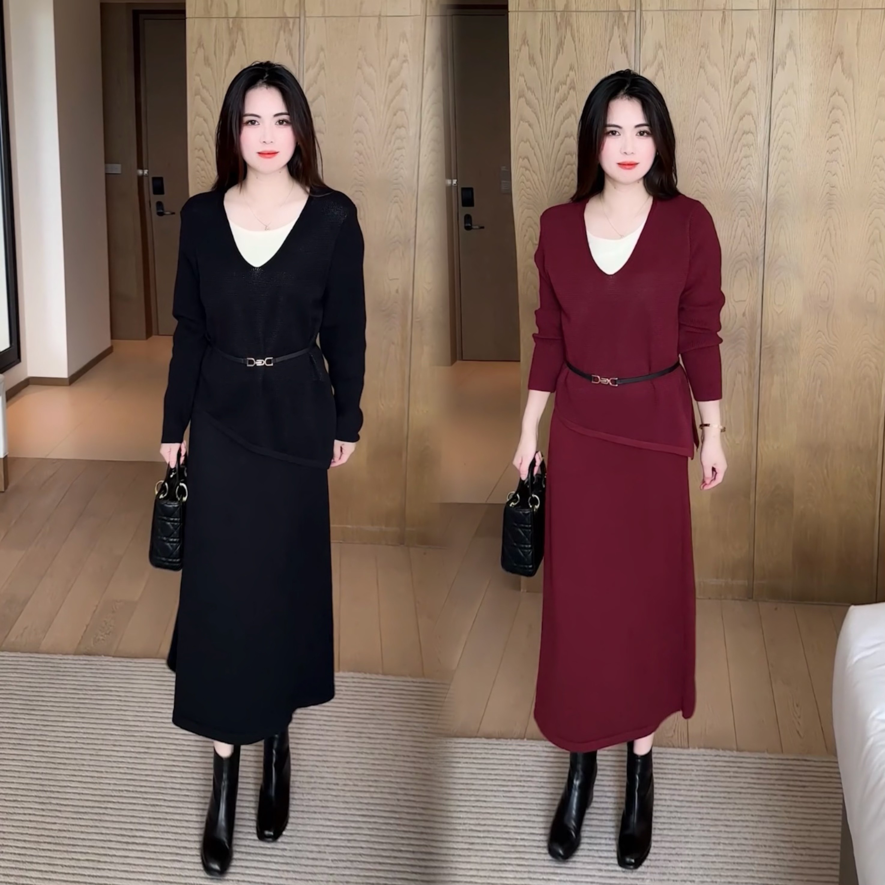 早秋套装女装2025新款时尚休闲假两件上衣+针织半身裙两件套秋季