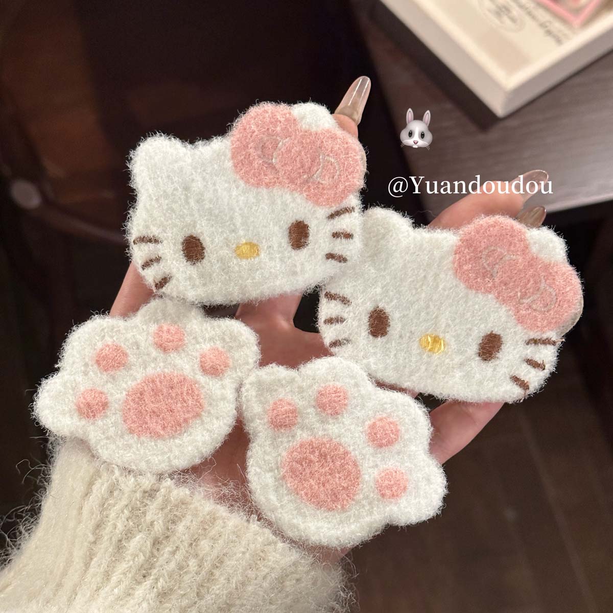 可爱蝴蝶结小猫无痕刘海贴魔术贴发饰少女前额侧边碎发贴整理神器