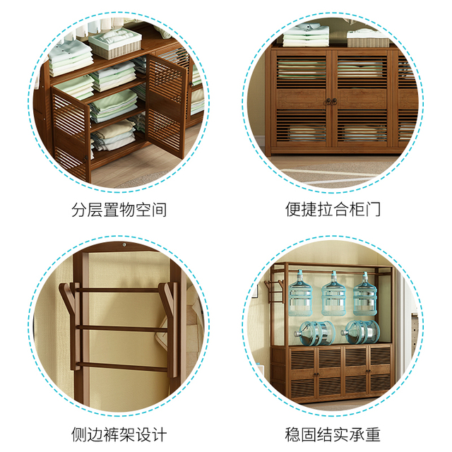 现代实木楠竹衣帽间收纳架卧室落地简易挂衣架单杆式衣帽架大衣柜