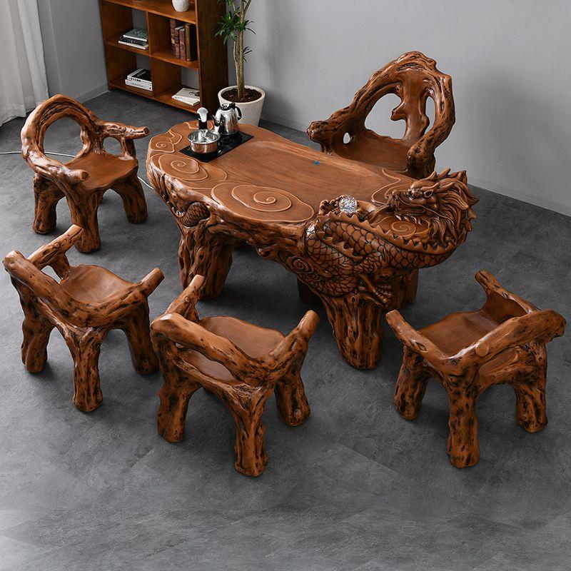 仿根雕喝茶桌椅组合茶具套装一体办公室客厅阳台功夫户外泡茶台
