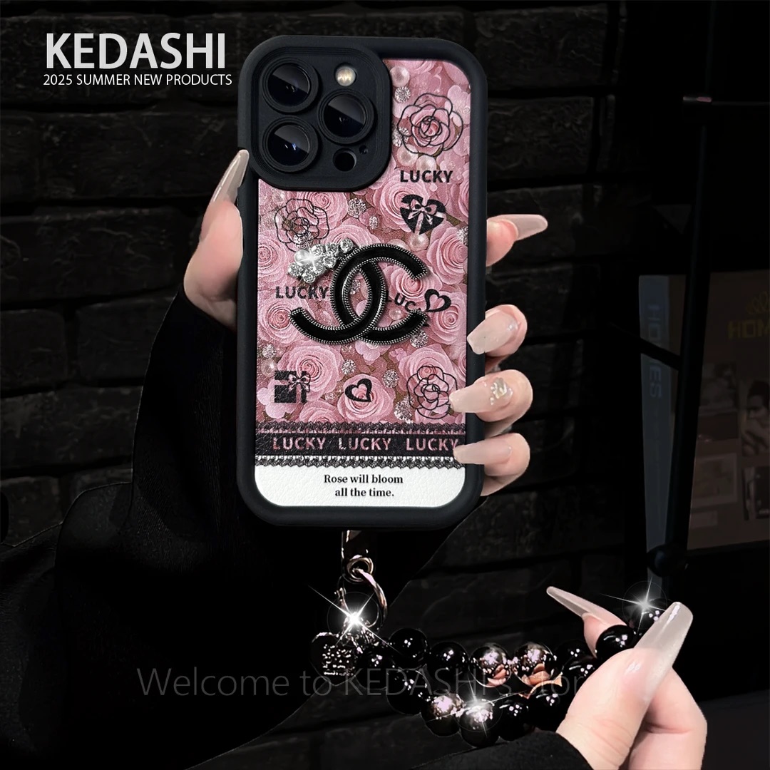 玫影幸绽双C天眼羊皮适用苹果17PROMAX华为VIVO/OPPO手链手机壳女