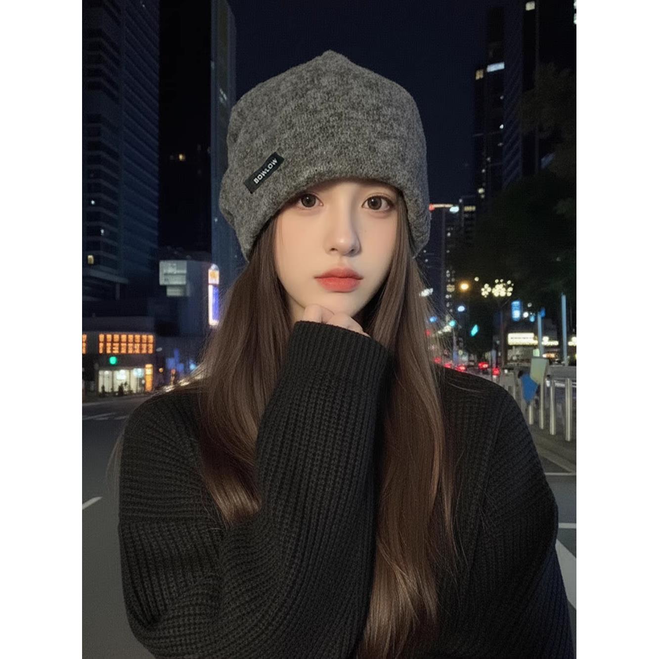 2025新款堆堆帽秋冬韩版时尚百搭包头帽显脸小防寒保暖护耳堆堆帽