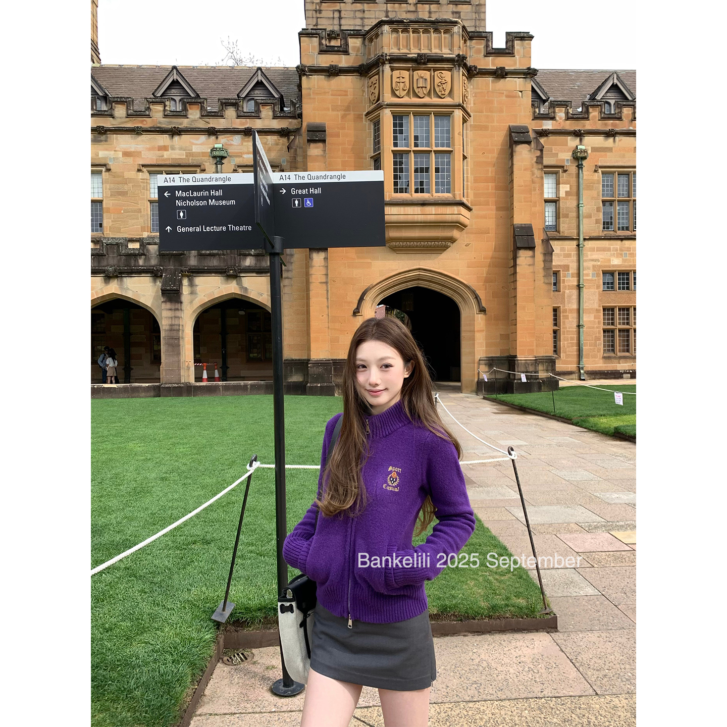 板栗可可Bankelili'复古学院'学院风徽章刺绣针织开衫外套