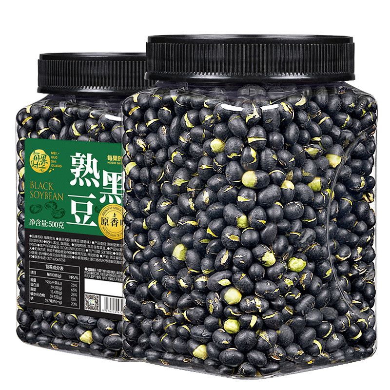 每果时光炒熟黑豆原味500g酥脆即食香酥盐炒豆子坚果零食批发炒货