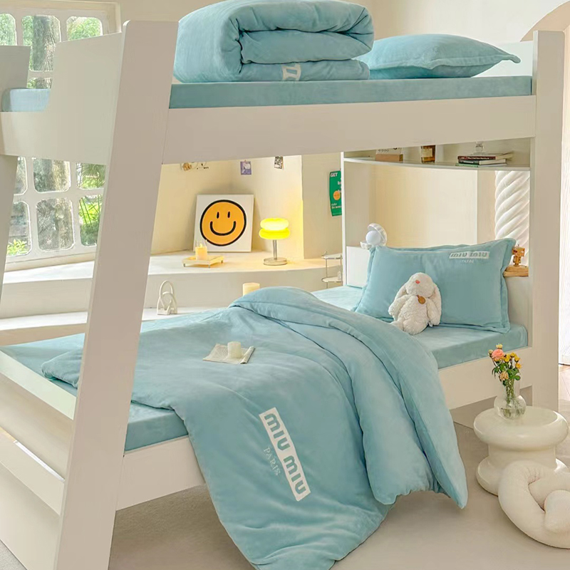 【学校推荐】学生牛奶绒三件套宿舍上下铺加绒加厚大学生寝室绒被套
