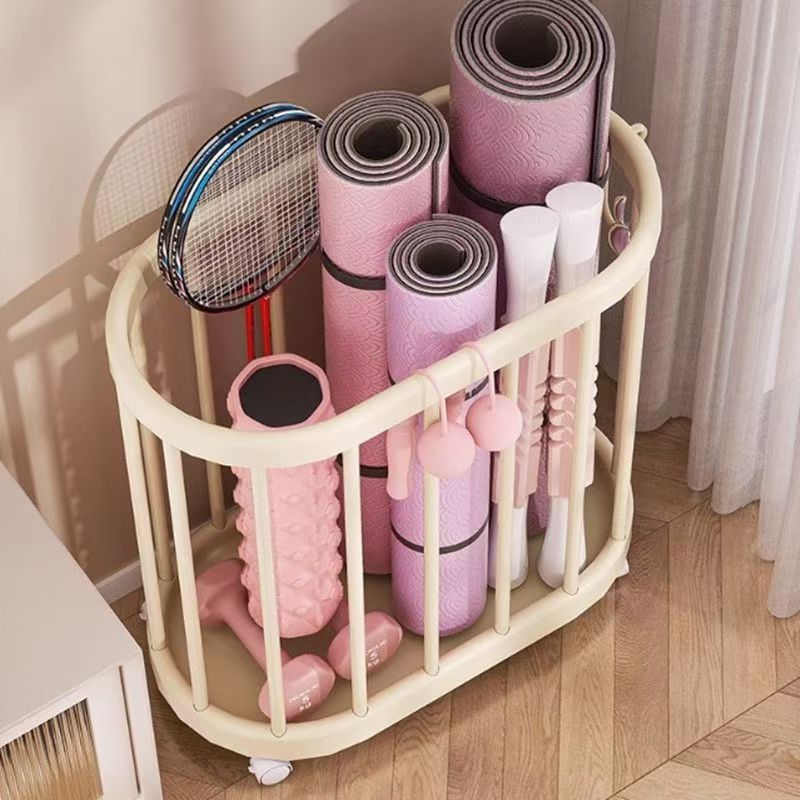 简约现代收纳篮瑜伽垫收纳筐置物架脏衣篮移动带轮多功能收纳筐