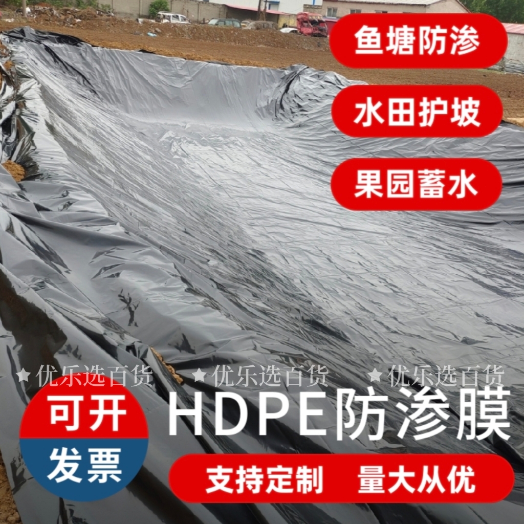 鱼塘加厚土工膜防水布蓄水池藕池防渗水护坡防漏专用黑色塑料布