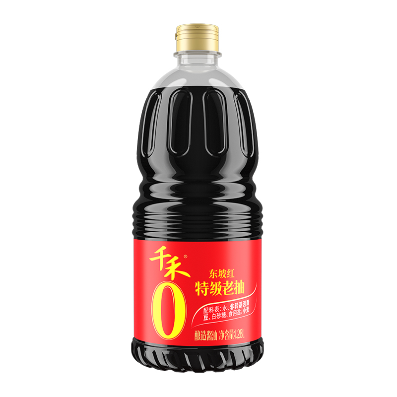 千禾零添加东坡红特级老抽1.28L/瓶酿造酱油红烧炒菜上色家用调料