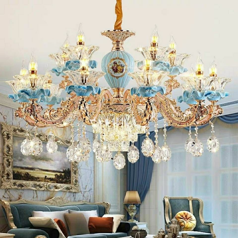 欧式锌合金陶瓷吊灯客厅灯法式卧室灯简欧餐厅灯高端大气奢华灯具