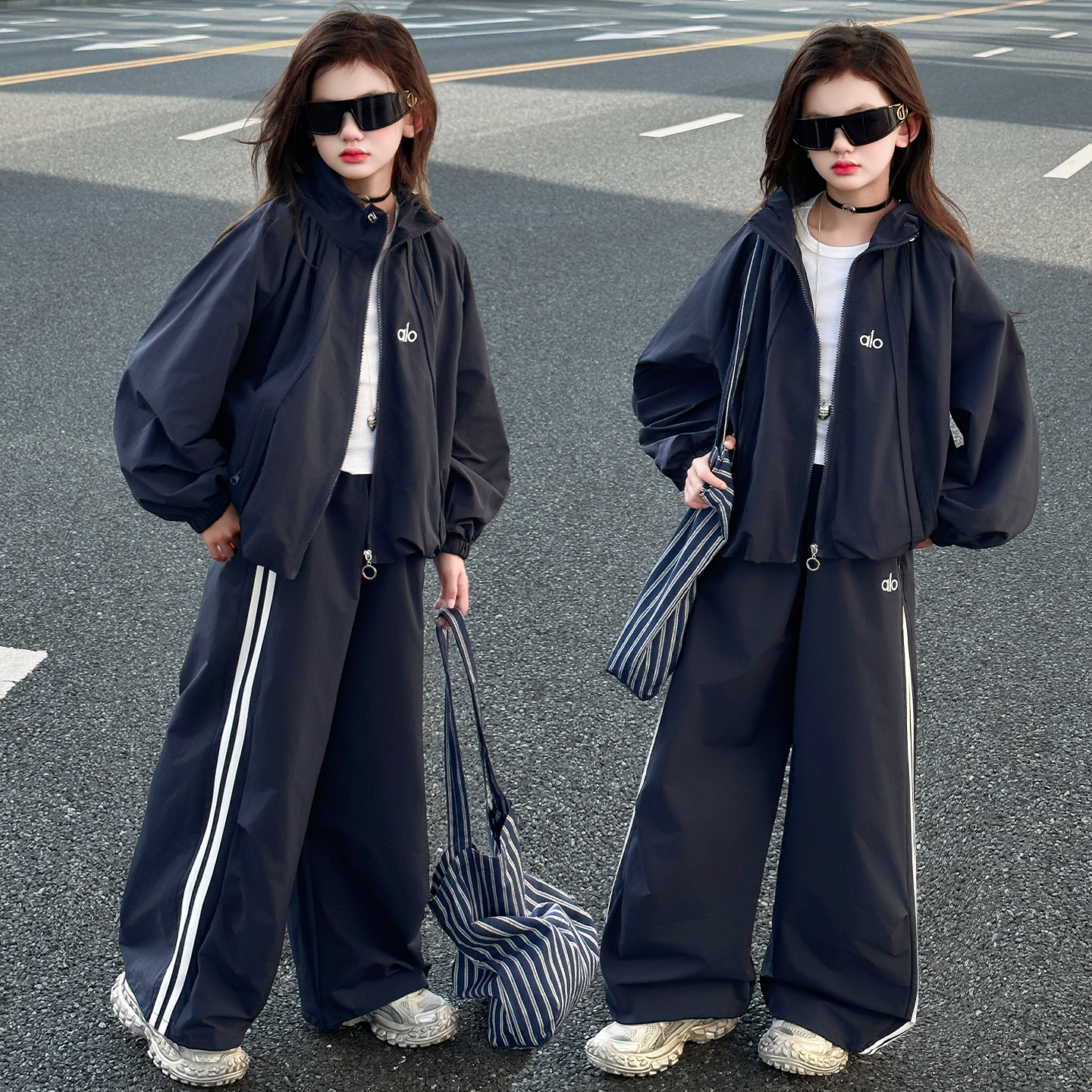 女童套装2025儿童秋季时髦洋气休闲运动女孩中大童春秋时尚两件套