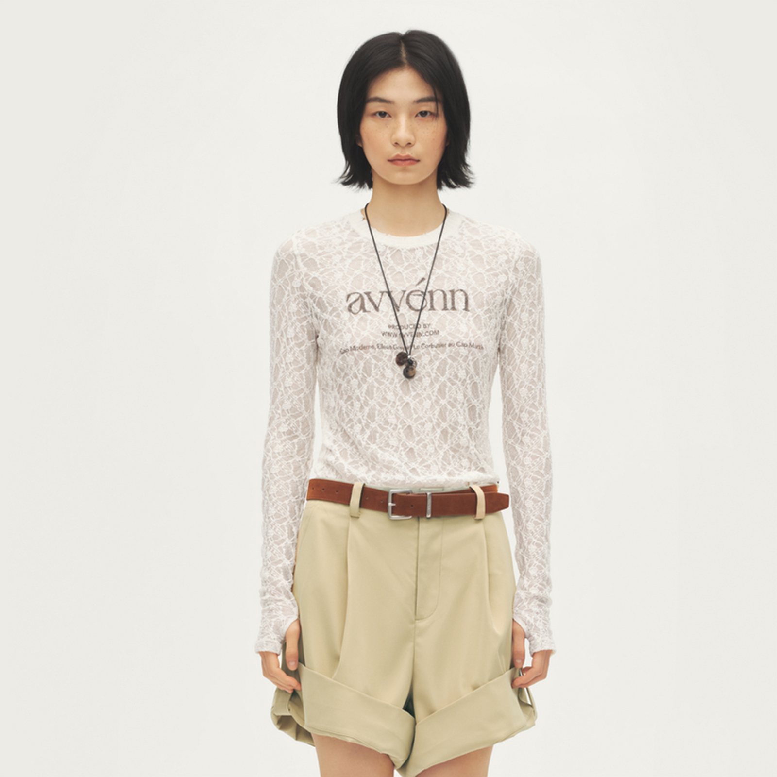 AVVENN设计师品牌蕾丝字母T恤DSC买手店CY5A34055