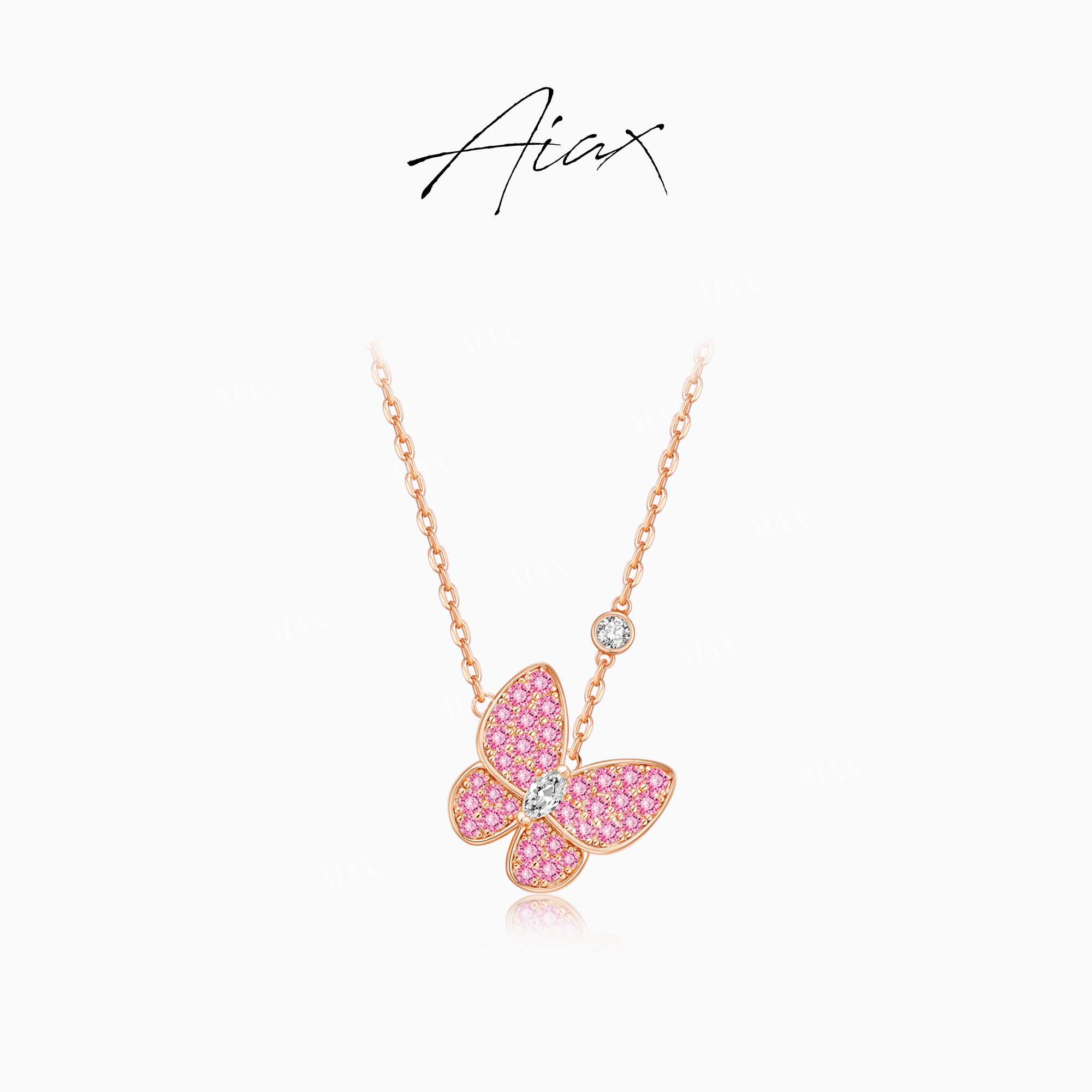 AIAX 轻奢气质时尚经典粉色蝴蝶项链TSJ9583