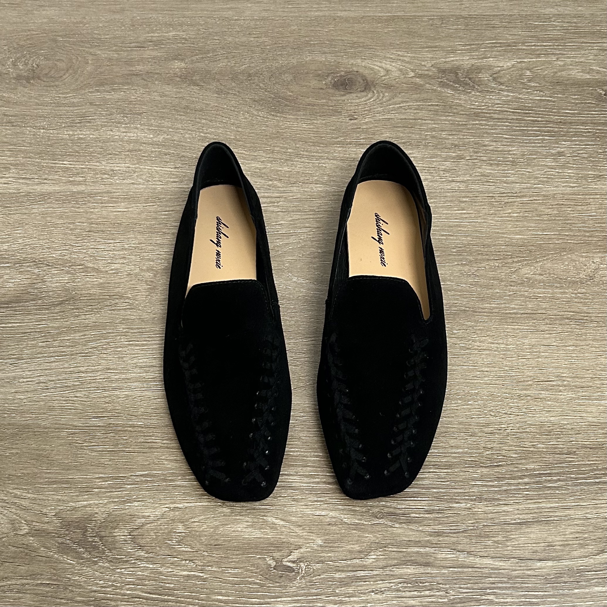 Dannyfrey羊反绒法式复古手工编织软皮新款舒适休闲百搭女单鞋1CM