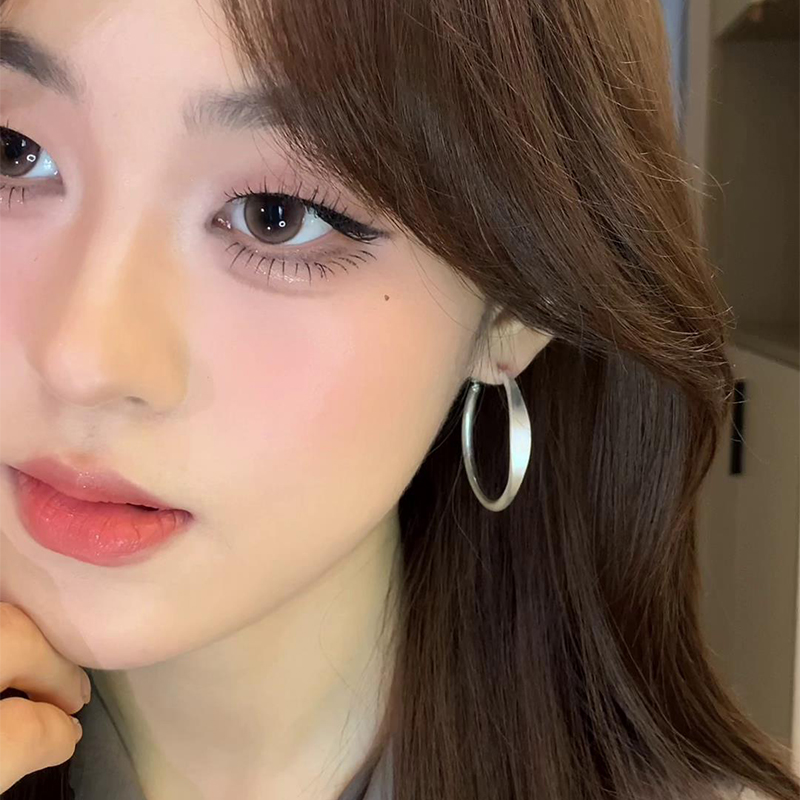 铜合金耳饰 亮银大圈耳环女复古耳饰高级圈圈耳圈耳钉