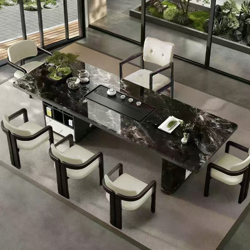 奢石超晶石家用茶桌茶台一整套轻奢办公室阳台客厅泡茶桌椅组合