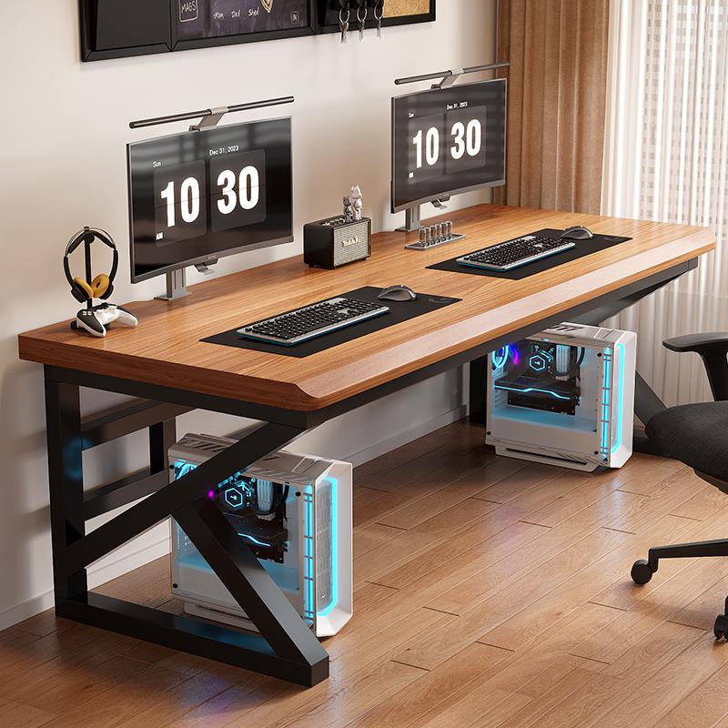 优选大板电脑桌台式卧室家用办公桌大长书桌简约工作台双人电竞桌