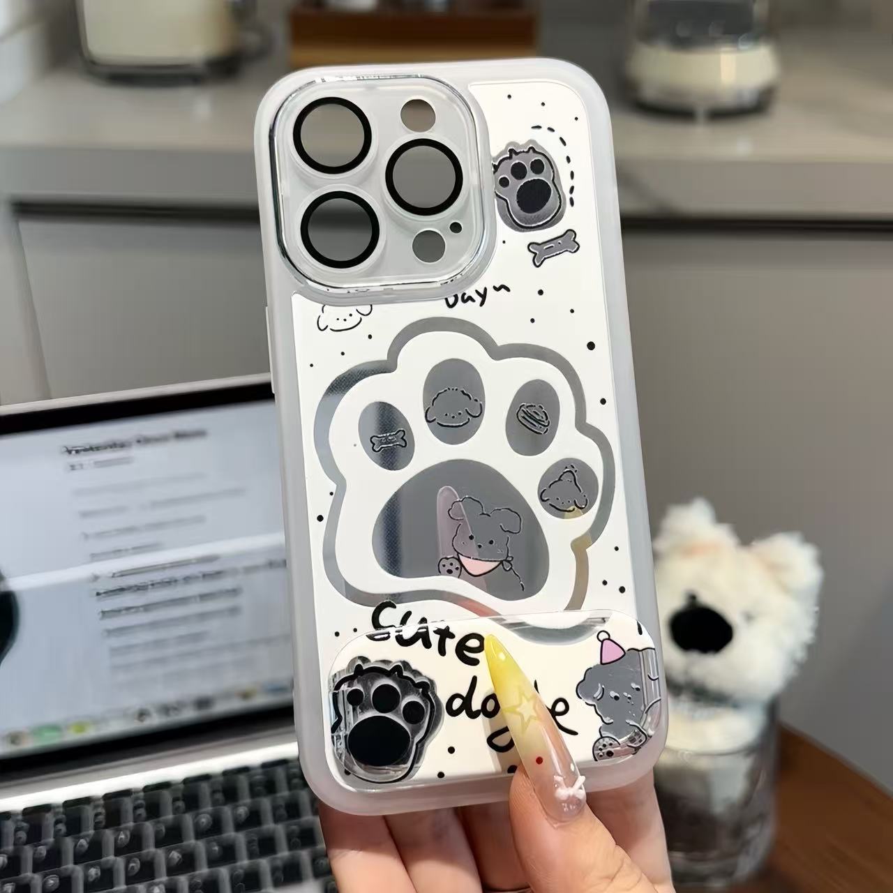 镂空小狗爪子支架适用iPhone17镜头膜手机壳苹果华为vivo小米oppo