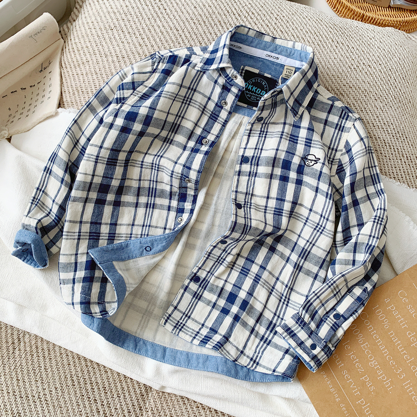 2025春秋新款男童格子长袖衬衫儿童翻领外套中大童百搭上衣潮