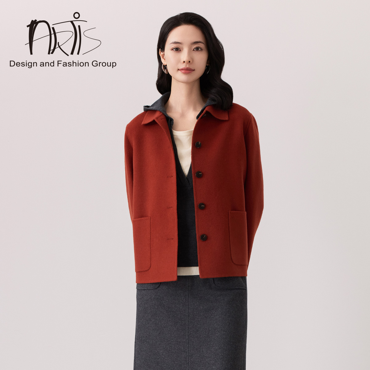 ARTIS雅迪斯2025秋季新款 暖秋双面呢绵羊毛短褛AR5913305-053