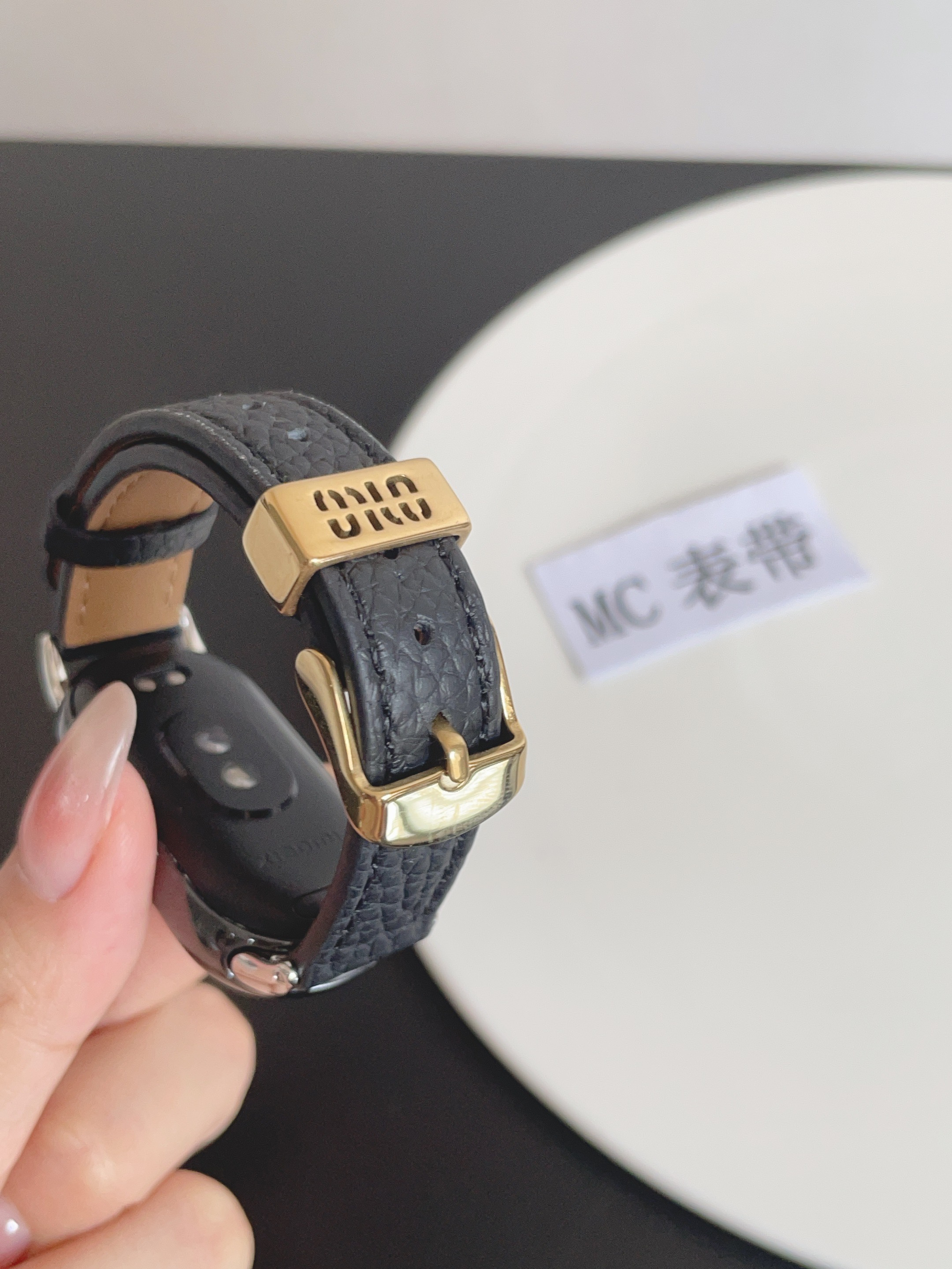 MC适用小米手环10表带荔枝纹真皮miu小米手环9/8代气质替换腕带