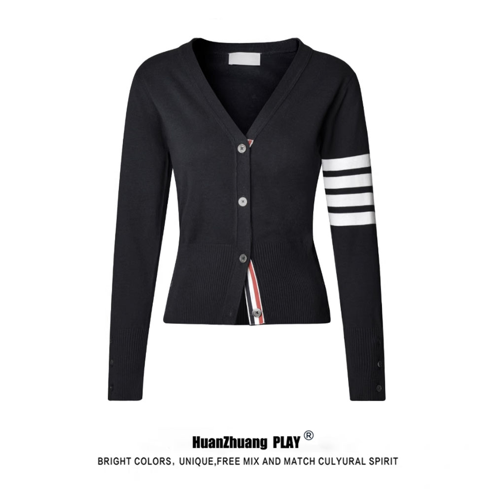 黑色撞色拼接针织开衫女2025新款秋冬装修身显瘦洋气网红毛衣外套