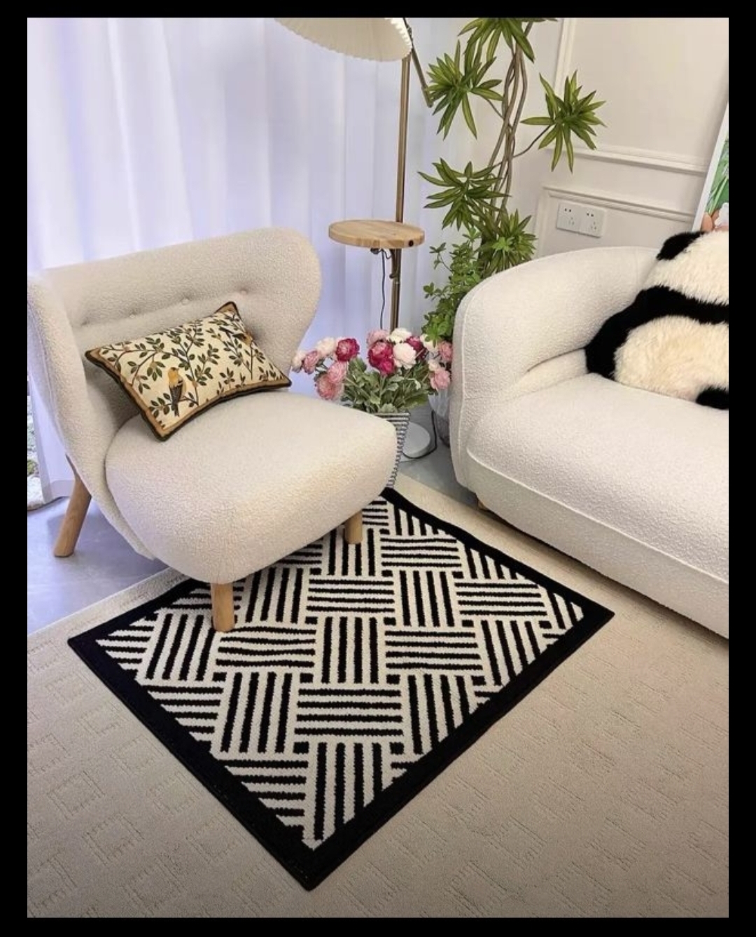 48针条纹高级感耐磨复古欧式简约家用卧室门口地垫厨房防滑地毯