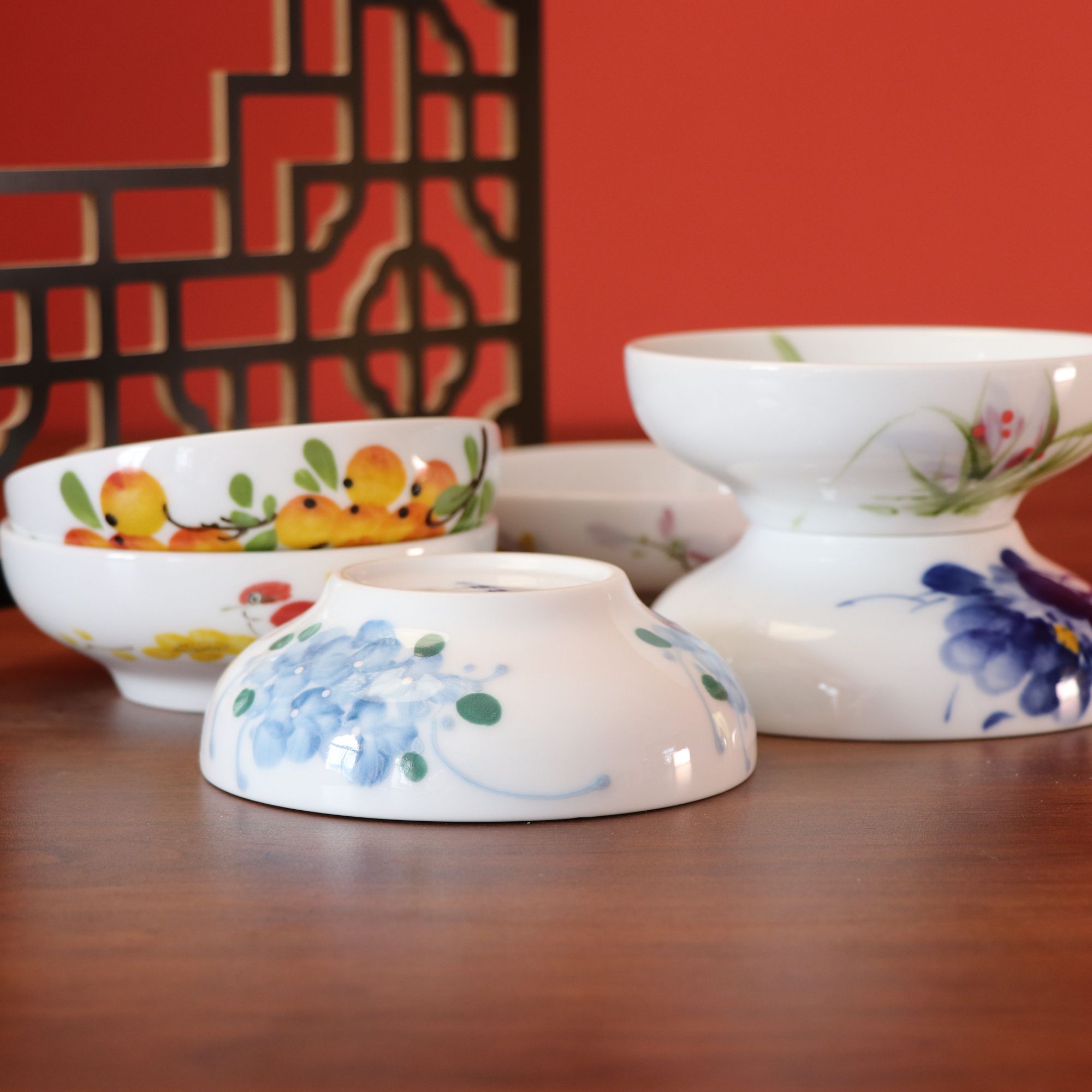 三餐器物《仙女盏》景德镇手绘高温釉中彩-直径13cm高度4.5cm