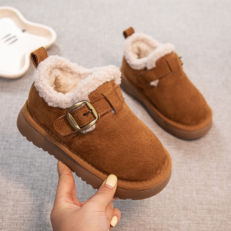 女童加绒勃肯鞋2025冬季新款宝宝棉鞋加绒二棉鞋男童雪地靴毛毛鞋