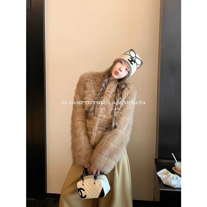 LUU桃喜儿/真毛纯狐狸毛慵懒高级感皮草外套女秋冬短款设计感上衣