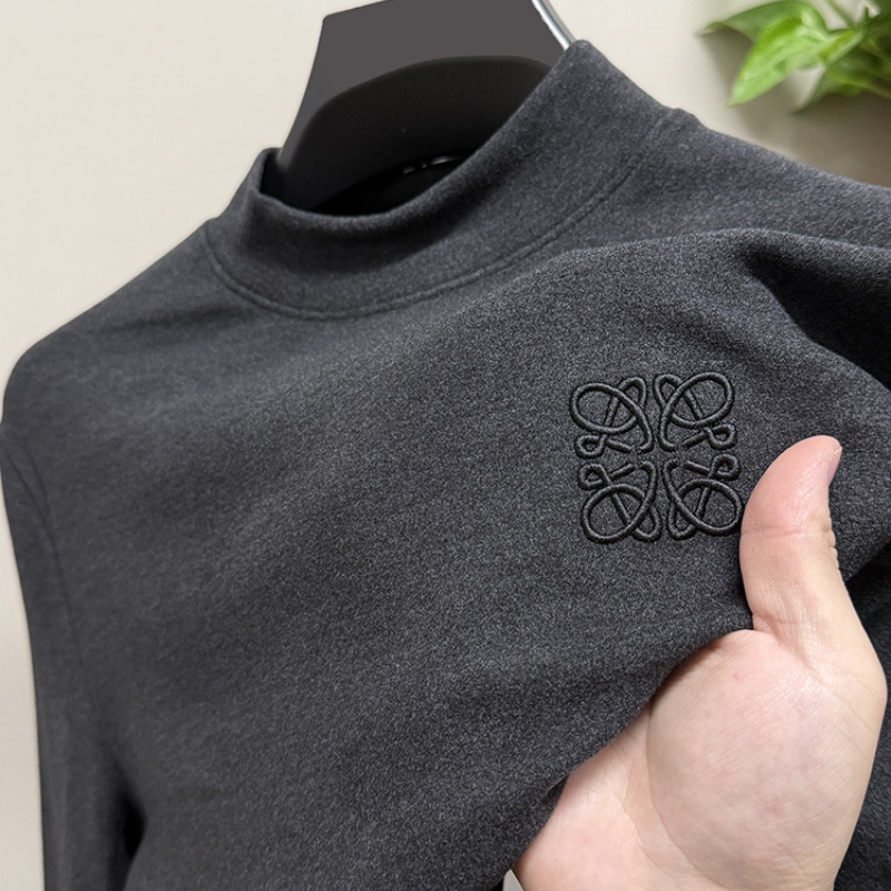 CATIA SELI半高德绒领打底衫男士秋冬加厚双面绒保暖中领内搭上衣