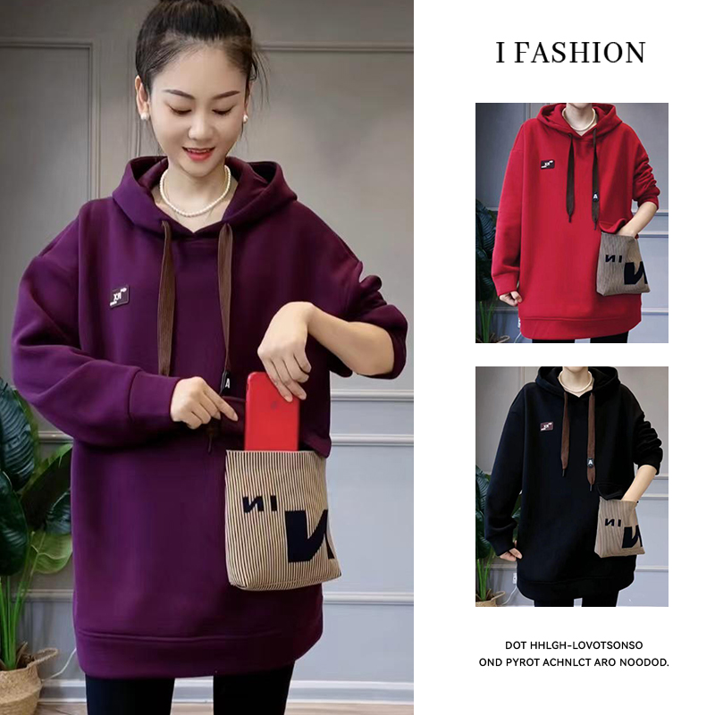 加厚高含棉韩版时尚连帽卫衣女2025冬季新款宽松遮肉显瘦保暖上衣