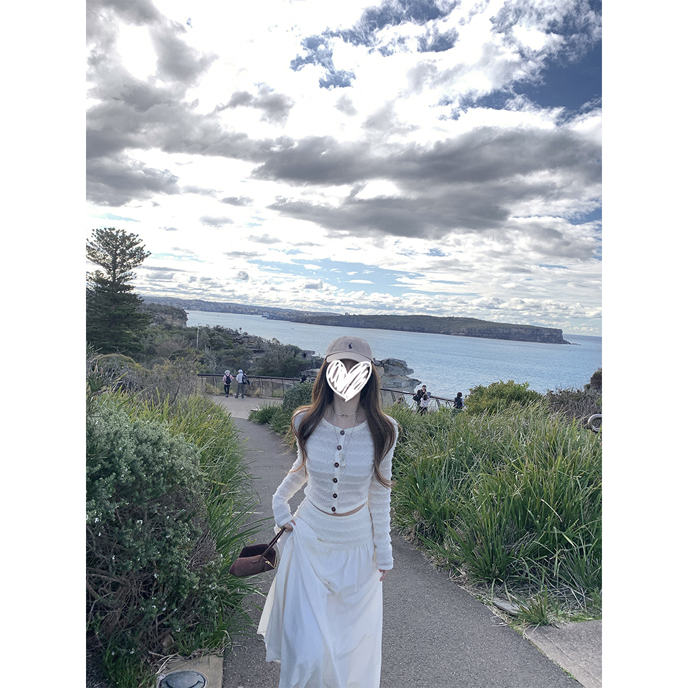 【私享时刻】条纹针织上衣长半裙休闲两件套22179#