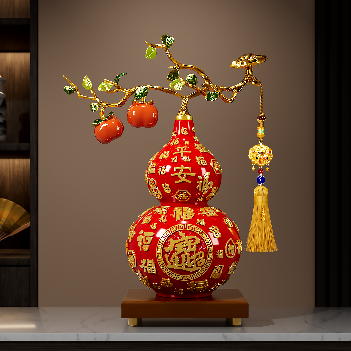 招财百福葫芦摆件五福临门家居高档客厅玄关酒柜装饰乔迁新居礼物