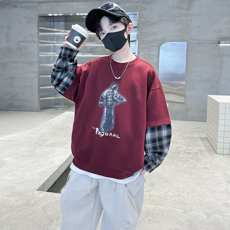 儿童装男童卫衣2025新款中大童酷帅男孩春秋款上衣秋装假两件秋季