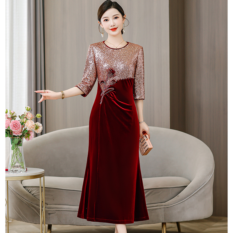 上档次高级感旗袍连衣裙婚礼时尚洋气妈妈装婚宴礼服喜婆婆装敬酒