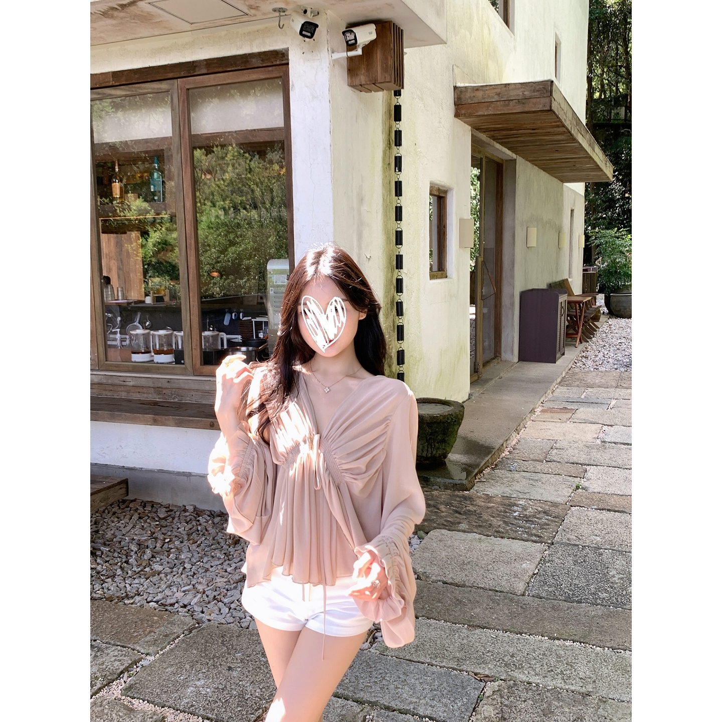 法式温柔感v领长袖雪纺衫女2025秋季新款小众百搭气质纯欲风上衣