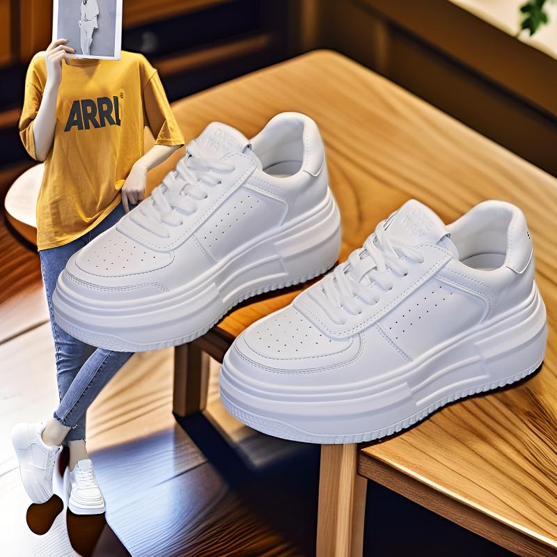 厚底5cm真皮小白鞋女ins韩版百搭软底不累脚休闲板鞋2025秋季爆款