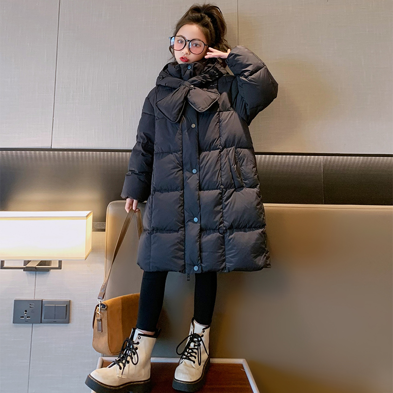 女童羽绒服冬季2025新款洋气儿童白鸭绒冬装大童中长款厚外套12岁