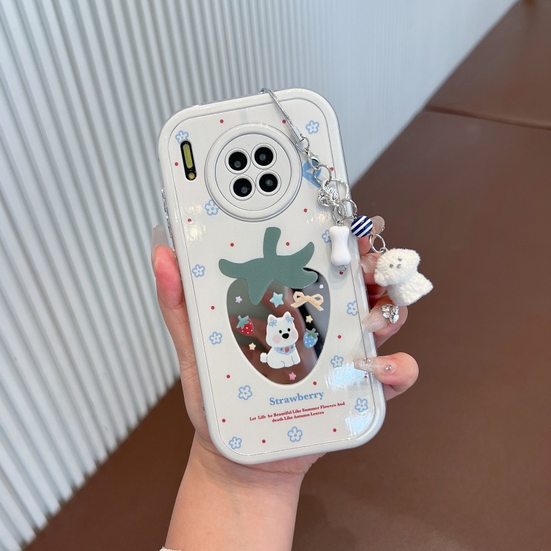 适用华为mate30手机壳新款mate30pro镜面可爱草莓30epro小狗防摔