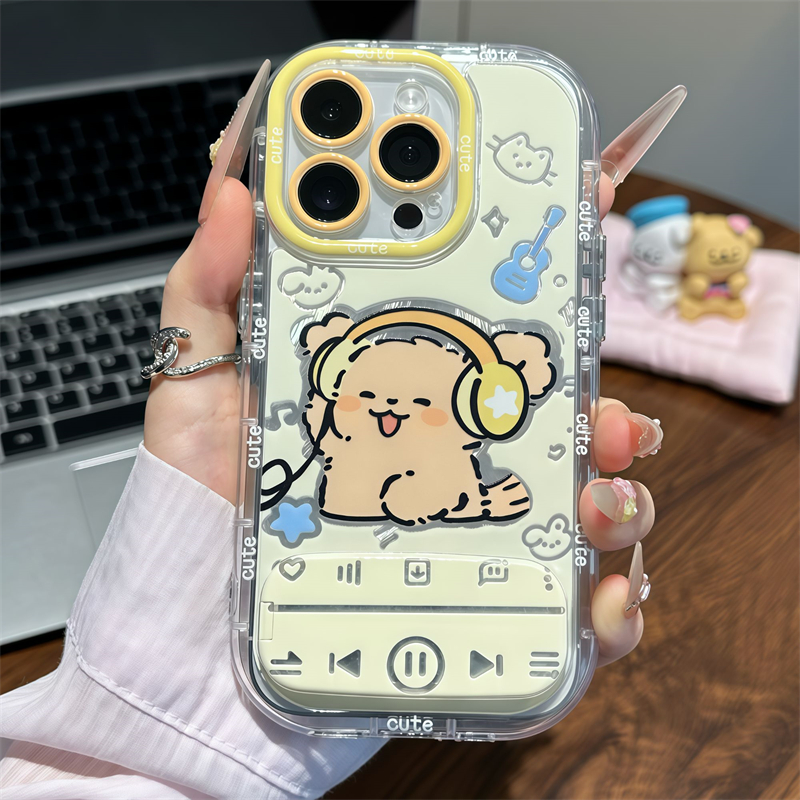 可爱小棕狗适用苹果15promax手机壳iPhone16pro支架12/11华为mate