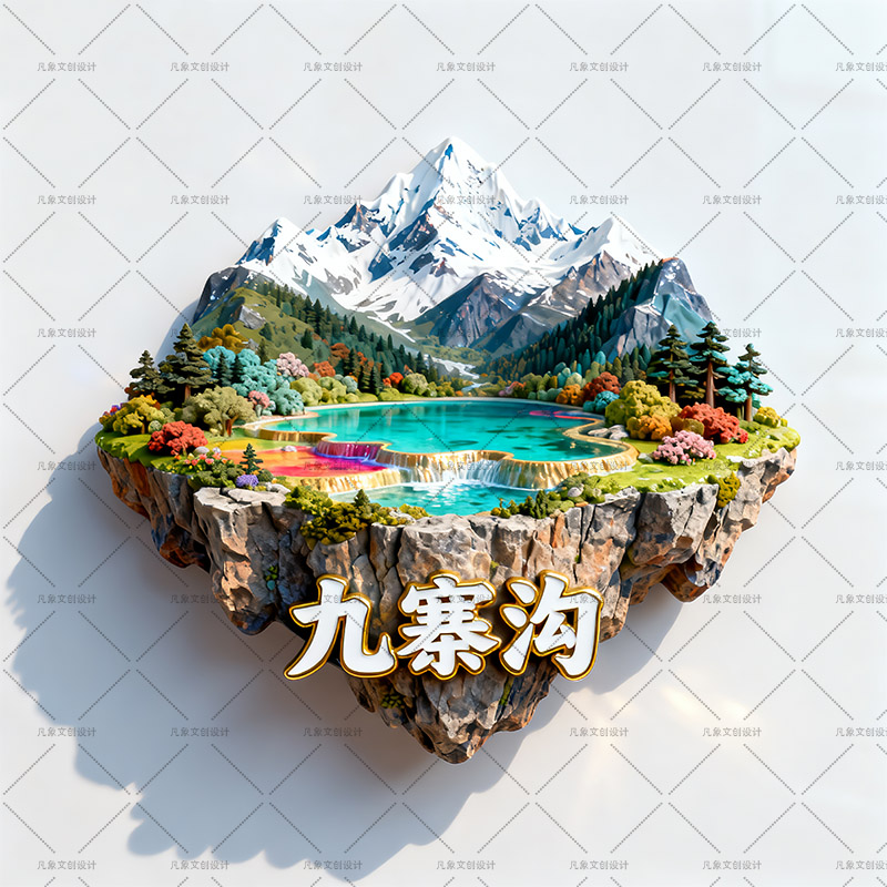 九寨沟五彩池金属磁吸浮雕冰箱贴景点文创纪念品伴手礼物装饰贴