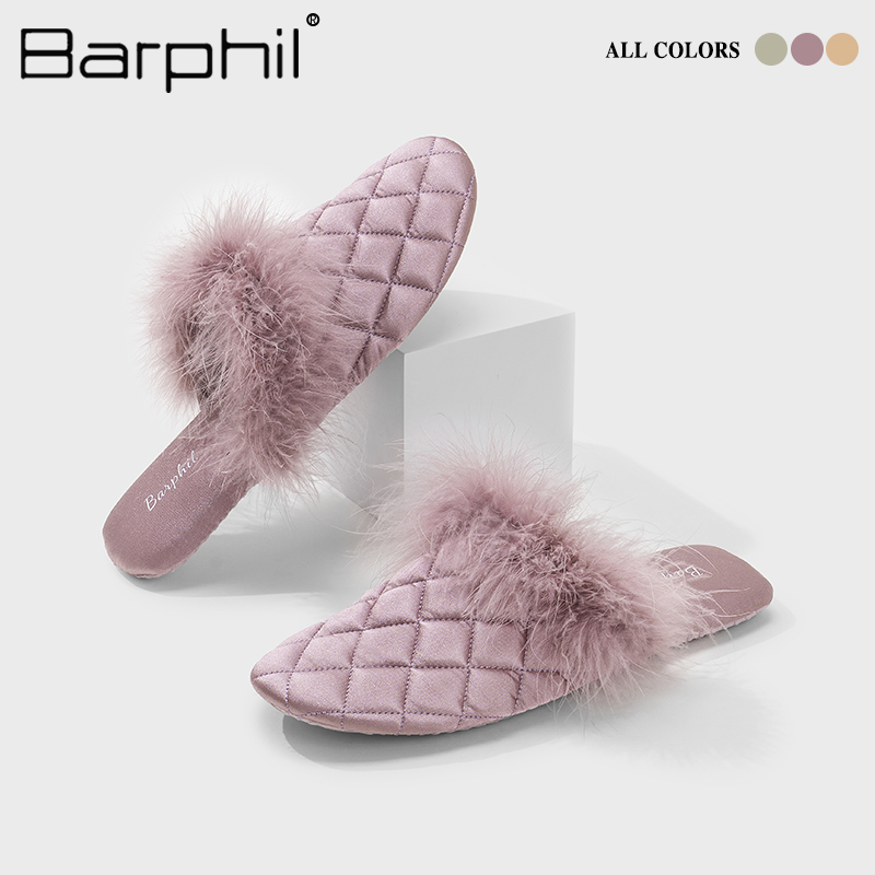 Barphil拖鞋室内家居拖鞋2025新款静音小香风保暖毛毛鞋保暖搭子