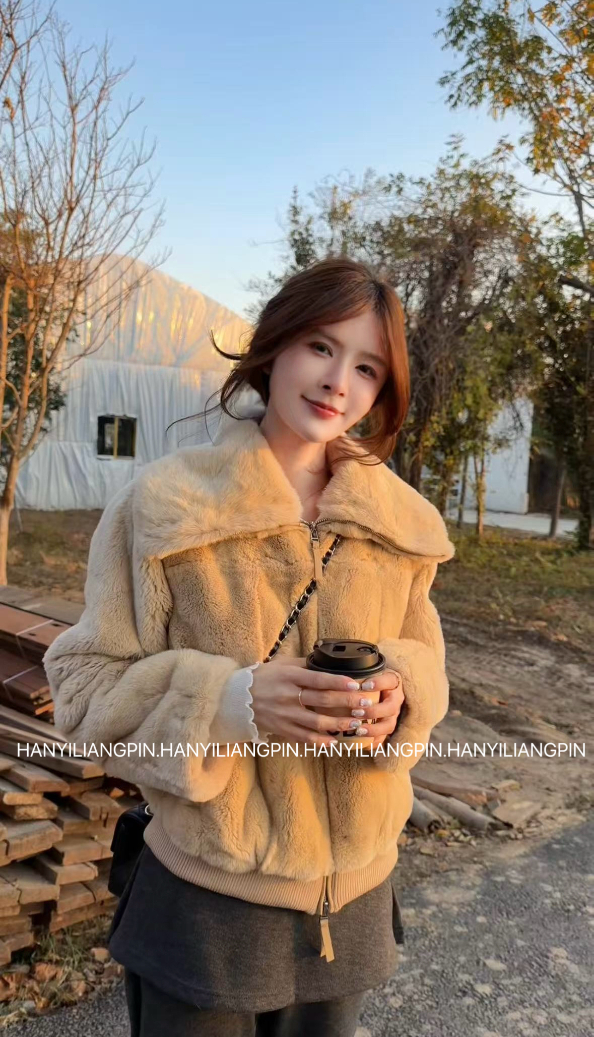 【獭兔毛】气质翻领獭兔毛外套