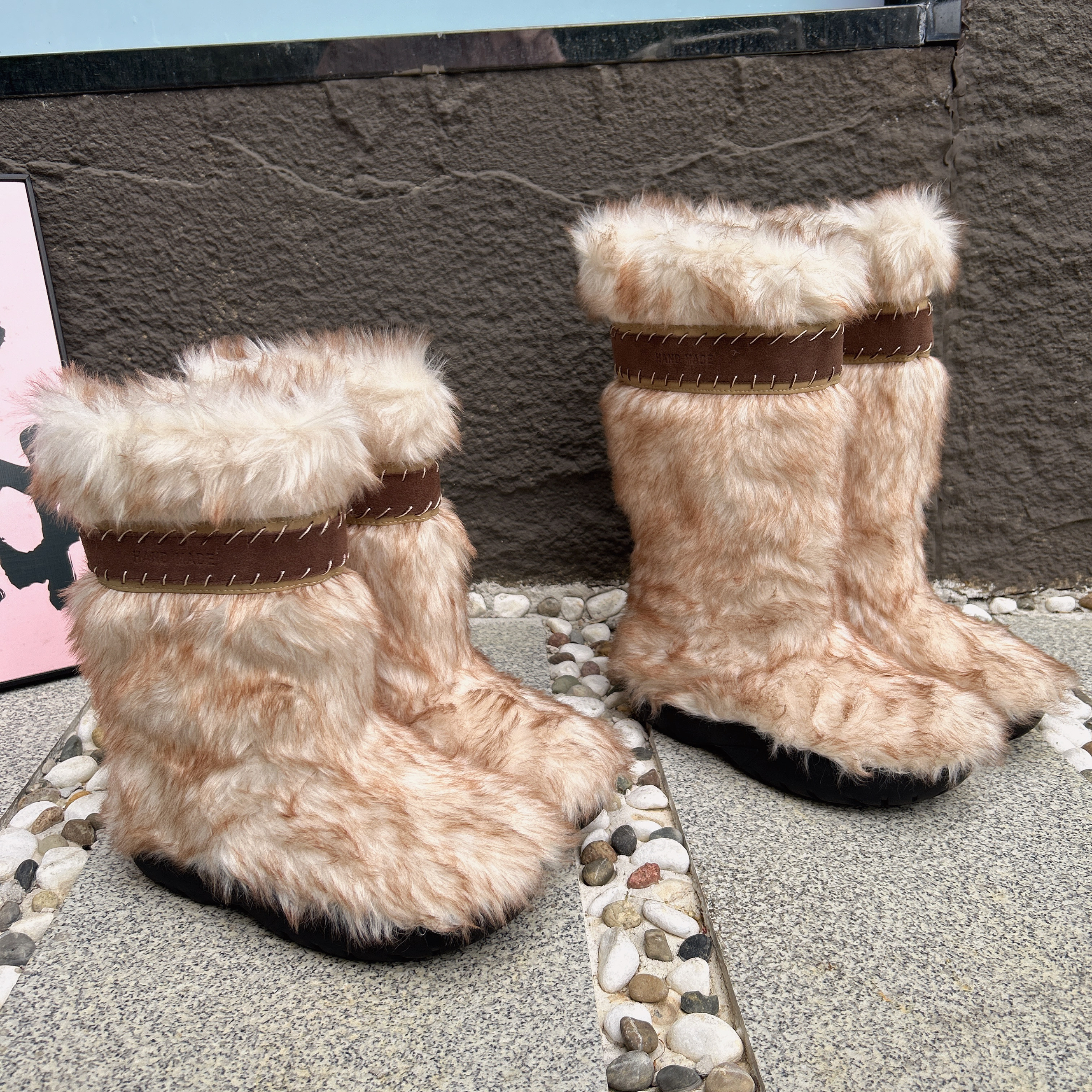 欧阳娜娜同款毛毛雪地靴长筒女防滑保暖厚底高筒靴不过膝洋气百搭