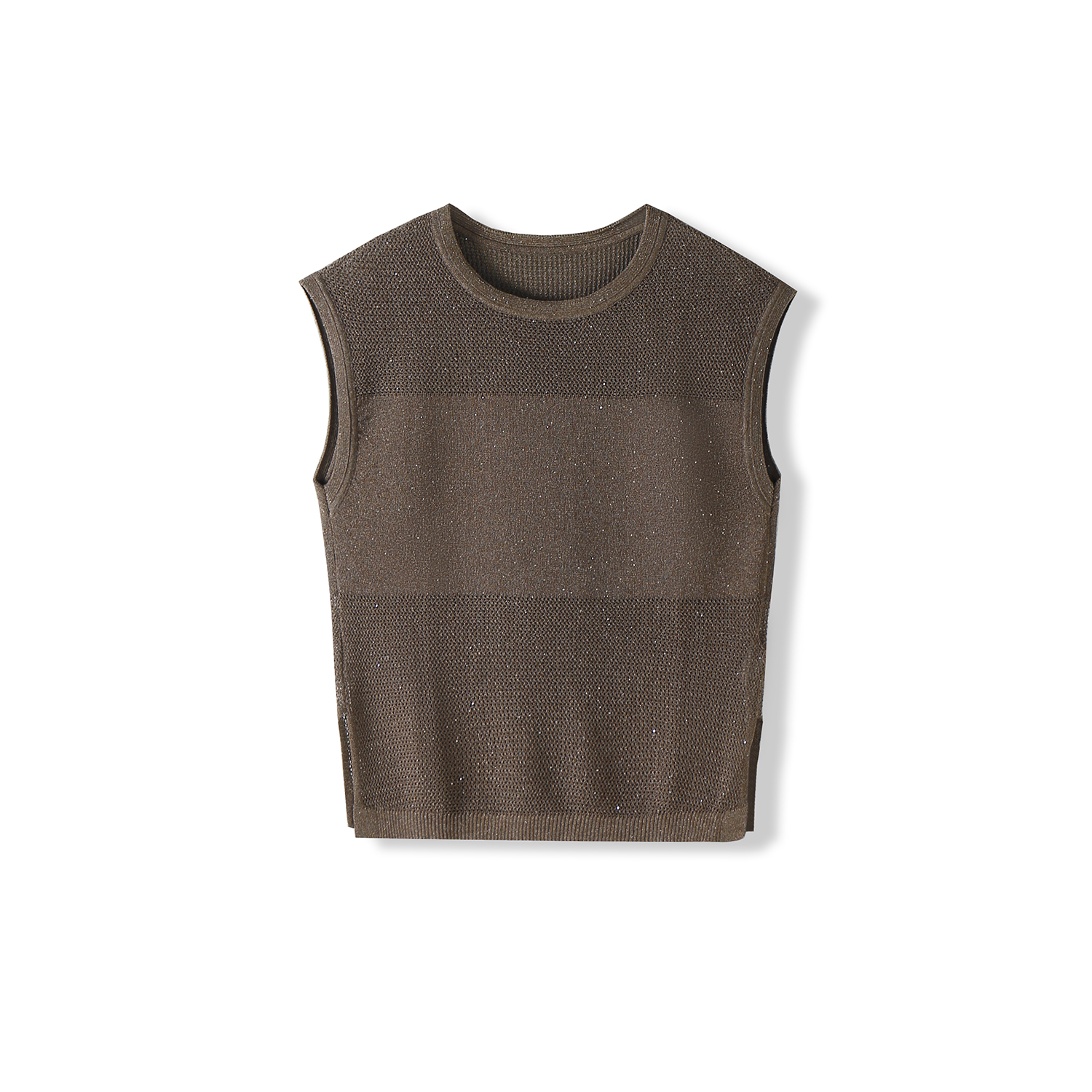 WLIN-镂空针织小衫透气修身T恤背心-5XSAA119